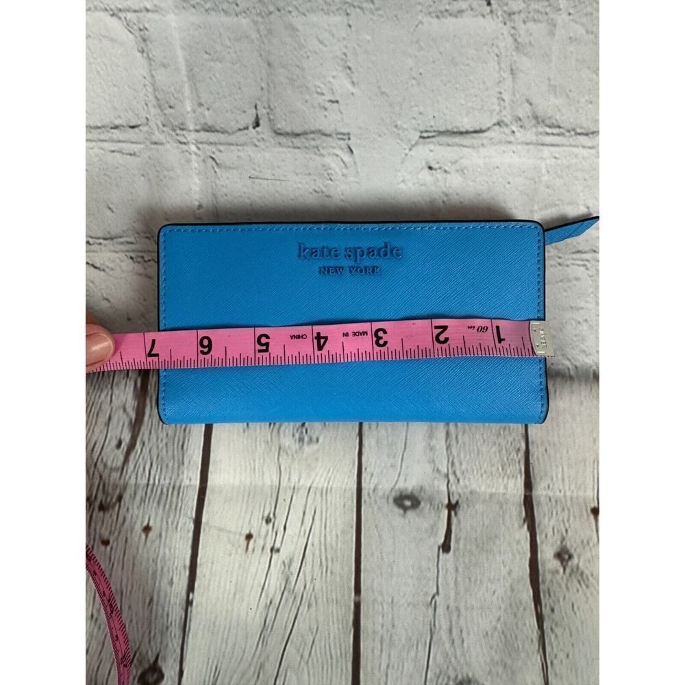 KATE SPADE NEW YORK Cameron blue saffiano leather logo wallet NEW - Picture 8 of 8